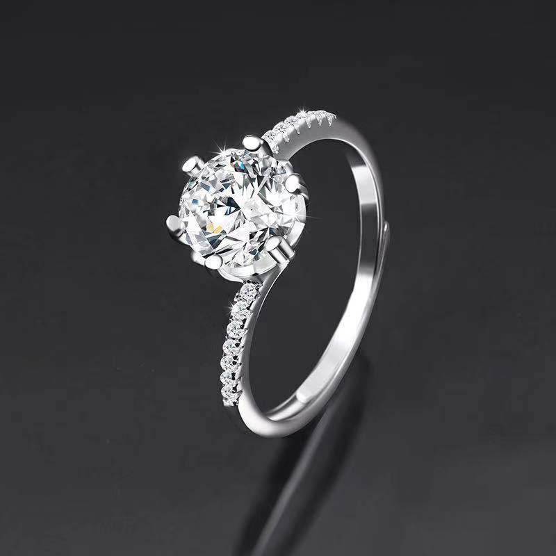 Ring Opening Adjustable One Carat Mosan Drill Living Ring - CJdropshipping