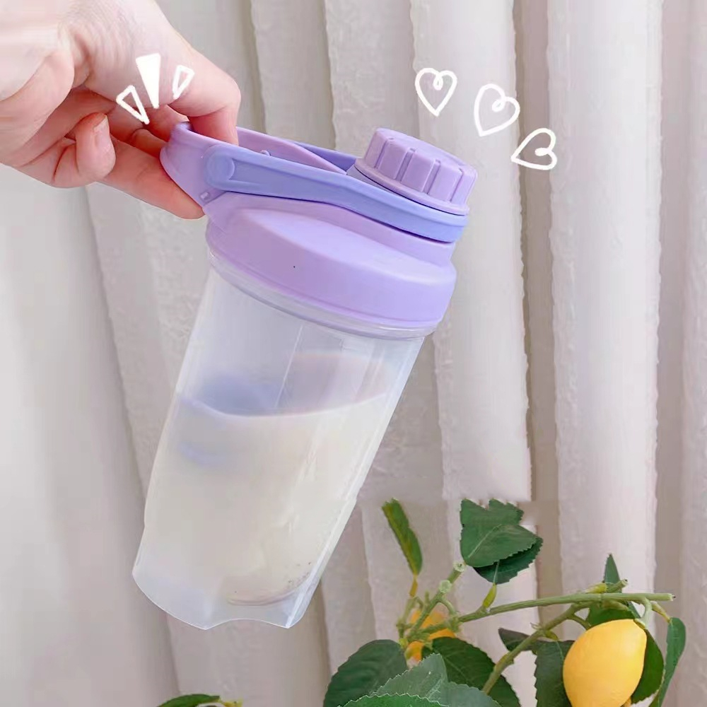 Double Mouth Fitness Sports Water Bottle Kettle Shake Cup With Scale Mixing  - CJdropshipping