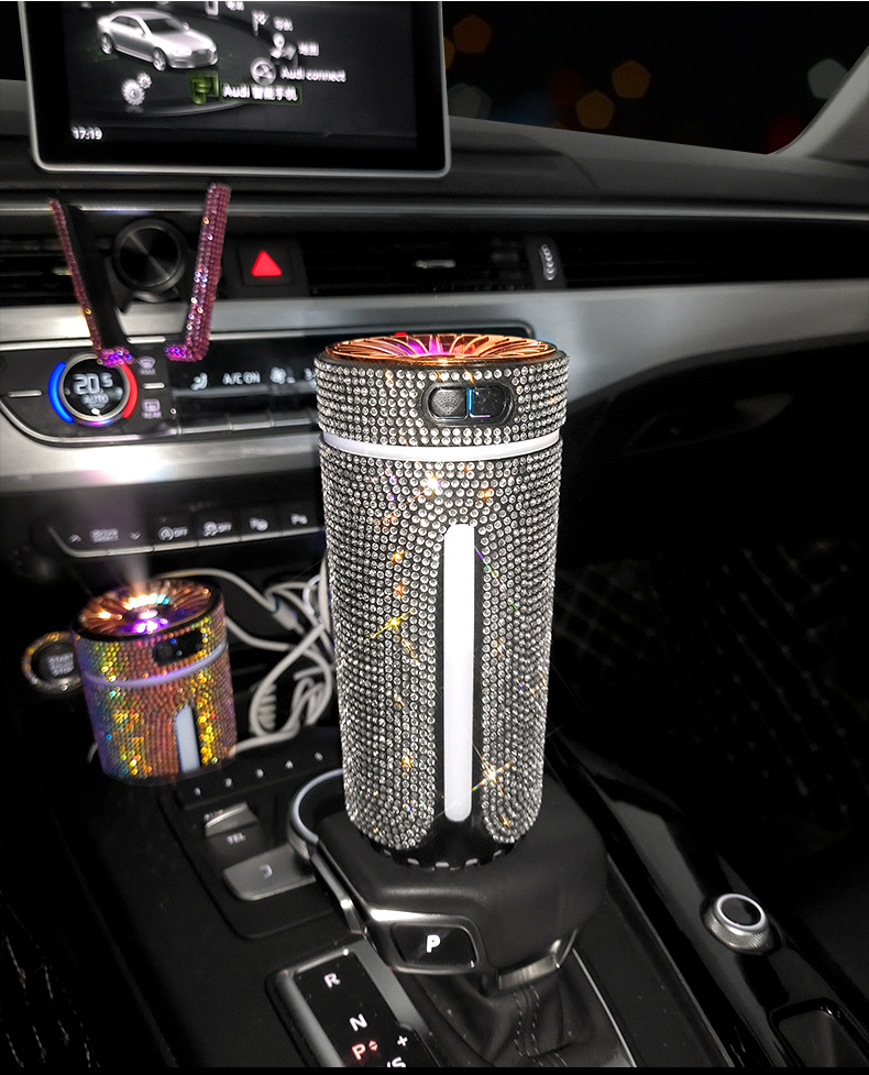 Luxury Diamond Car Humidifier LED Light Car Diffuser Auto Air