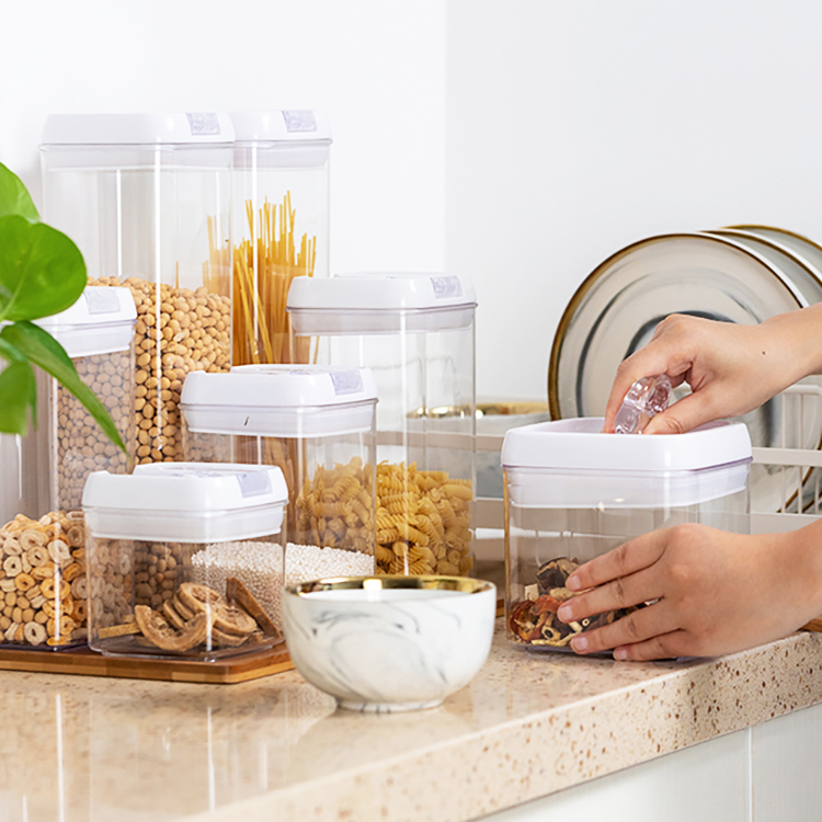 Air-Tight Food Storage Container 7pcs For Cereals Easy Lock Sealed Jar  Plastic Transparent Milk Powder Grains Candy Kitchen Organizer -  CJdropshipping