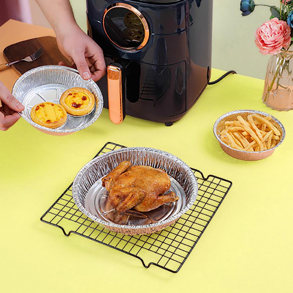 10 Pieces Oil Proof Aluminum Foil Tin Box Tin Tray Air Fryer Disposable  Paper Lined Nonstick Steamer Kitchen Tools BBQ Drip Tray - AliExpress