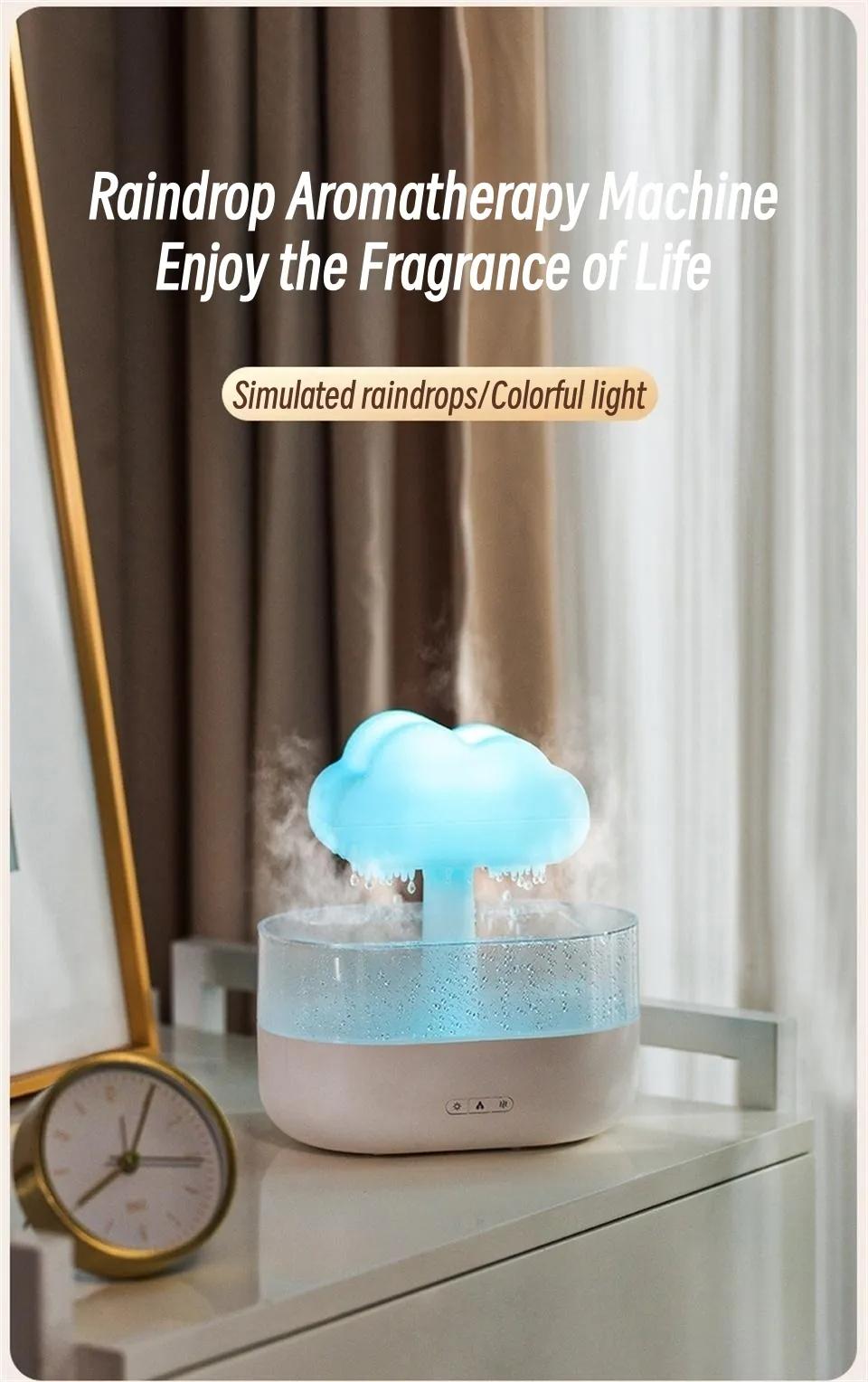Multicolorful Cloud and Raindrop Humidifier Light Diffuser With