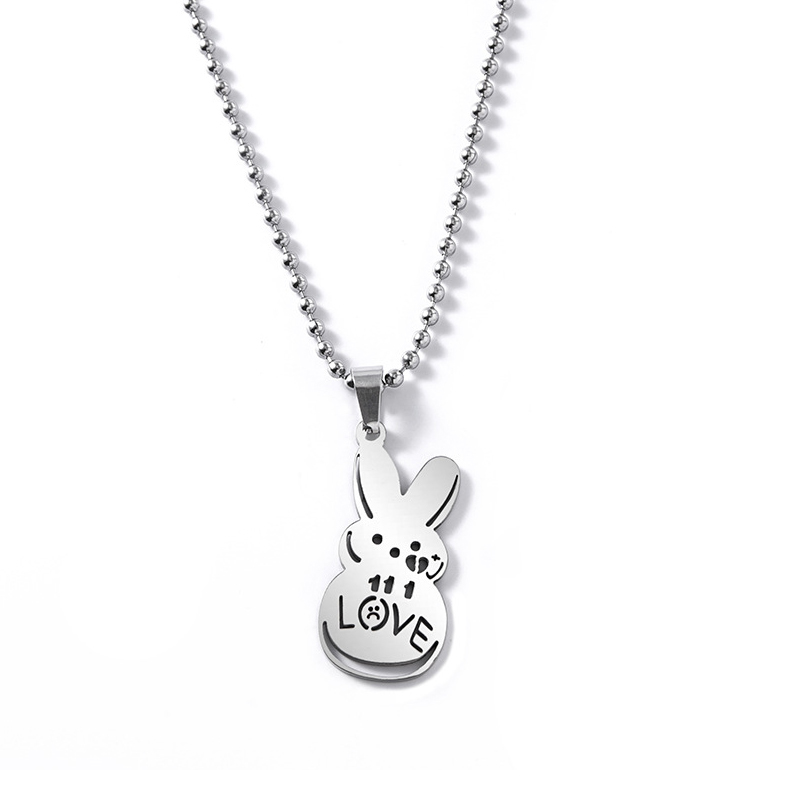 Stainless Steel Silver Broken Heart Sad Face Rabbit Pendant Necklace ...