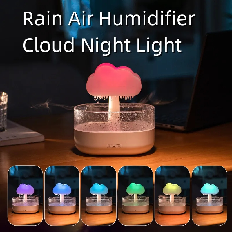 Rain Cloud Night Light Humidifier With Raining Water Drop Sound