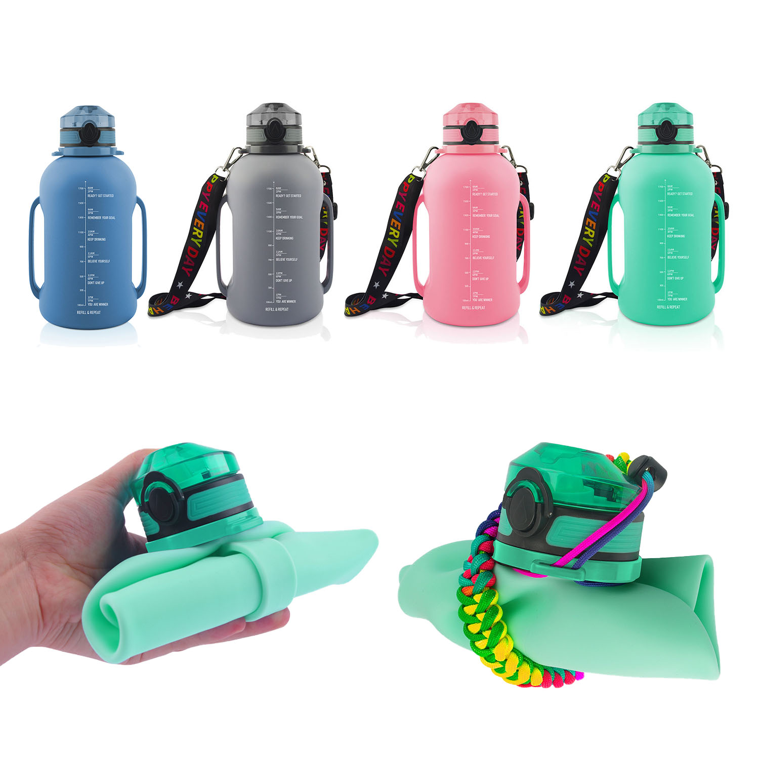 Portable Water Bottle Coffee Cup with Lid with Handle Strap 580ml Water Jug  Drinking Cup Water Cup for Cycling Traveling Hiking Exercise