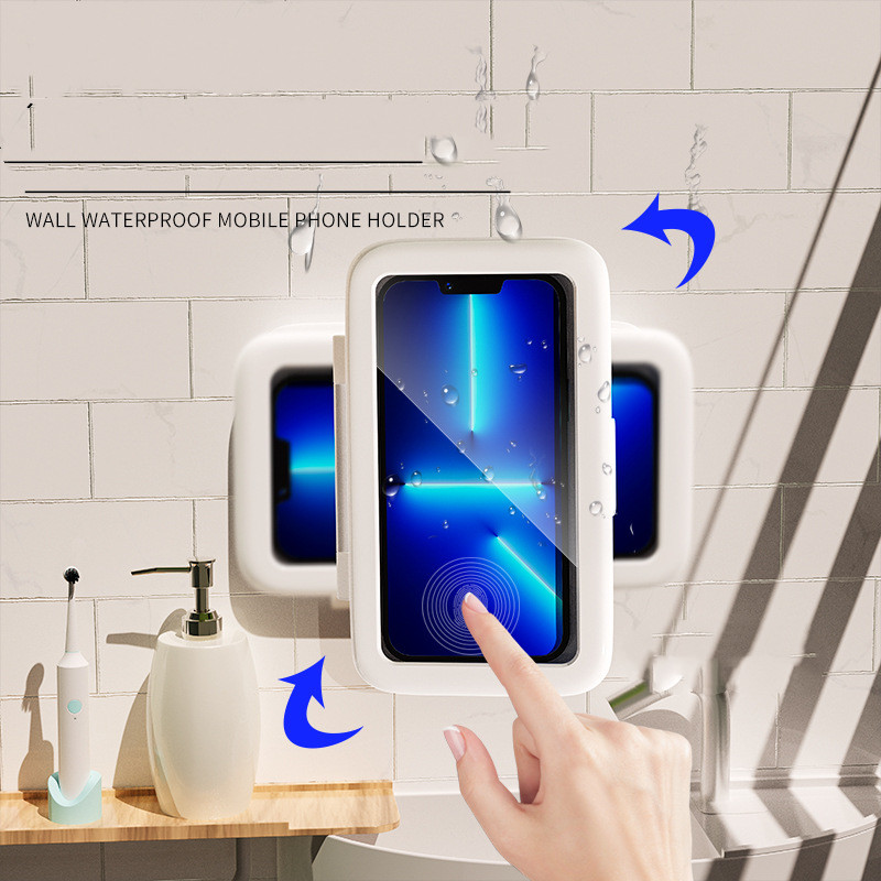 Shower Phone Holder Bathroom Waterproof Phone Case Seal Protection Touch  Screen Mobile Phone Box For Kitchen Wall Stand Shelves - AliExpress