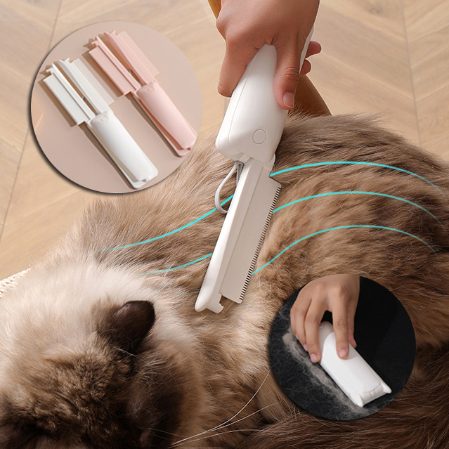 HISTOTREE Pet Hair Removal Needle Comb Dog Cat Floating Hair Cleaning Brush Grooming Supplies, St - Pink / Coarse Needle