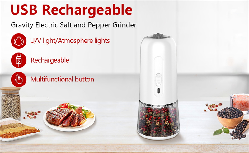Gravity Pepper Mills Electric Salt And Pepper Grinder Adjustable Coarseness  With LED Light Kitchen Gadgets - CJdropshipping
