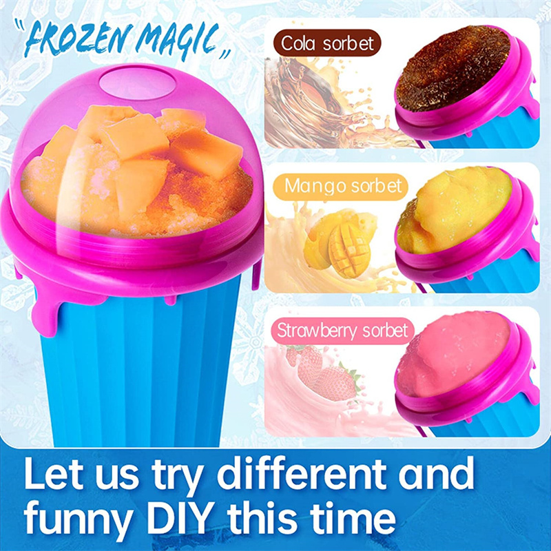 [Upgrad-500ml] Slushie Maker Cup, DIY Frozen Squeeze Magic Slushy Cup,  Double Layers Silica High-capacity Smoothie Pinch Ice Cooling Cups,  Homemade