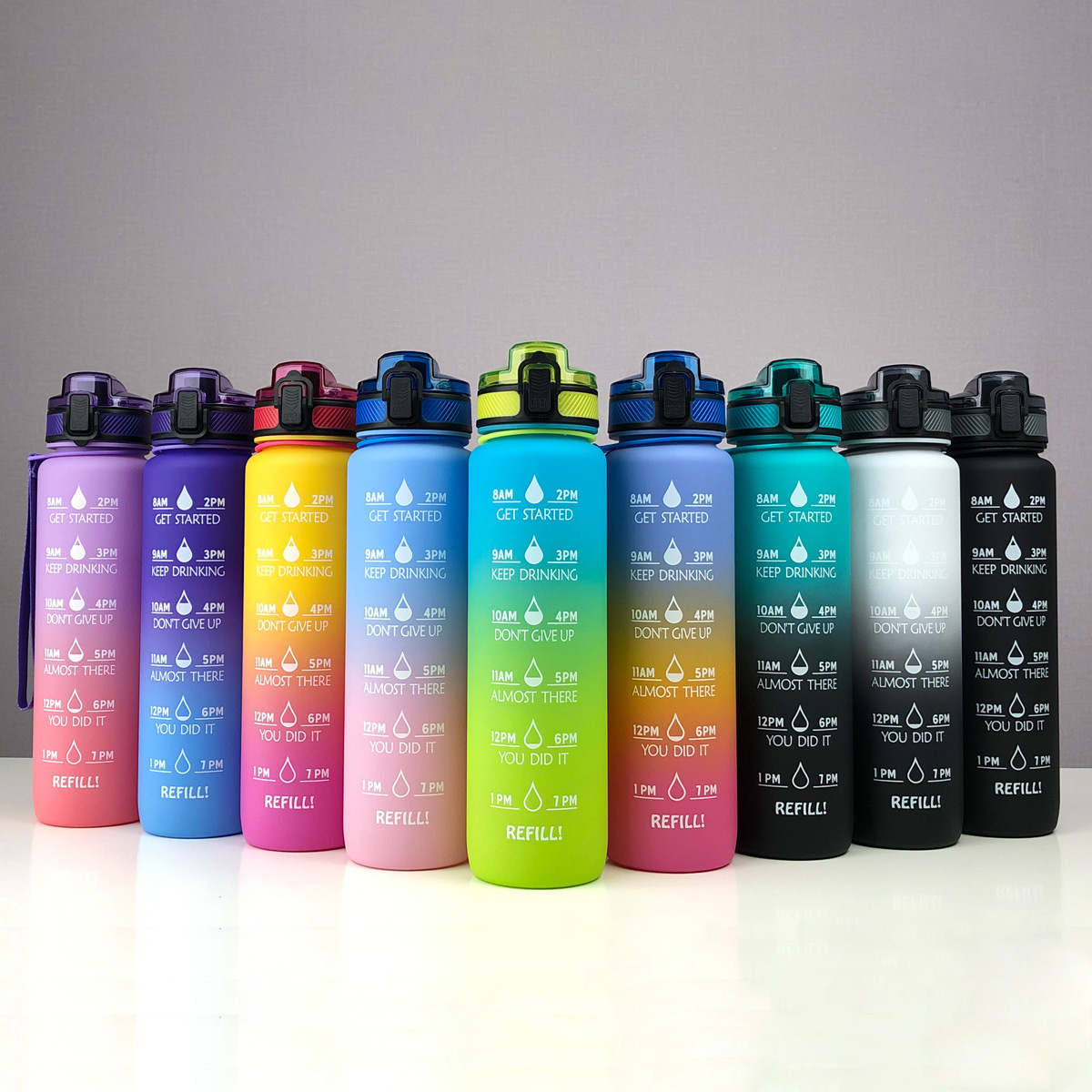 1pc 900ml Gradient Water Bottle, Frosted High Capacity Heat