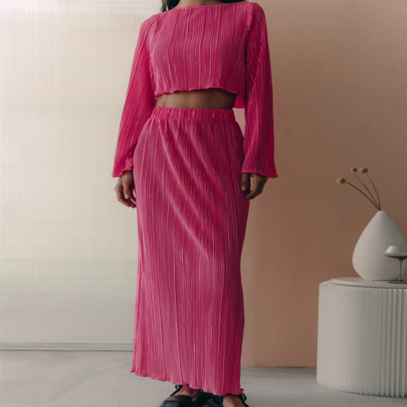 Short top + high waist skirt skirt suit