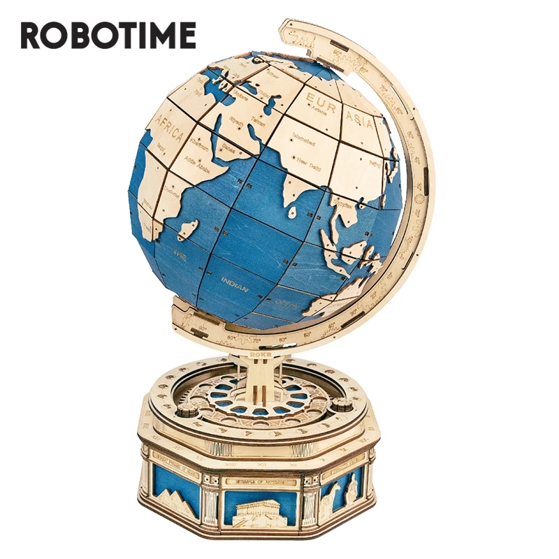 Robotime Globe Earth 567pcs 3D Wooden Puzzle Games Ocean Map Ball Assemble Model Toys Xms Gift for Children Boys
