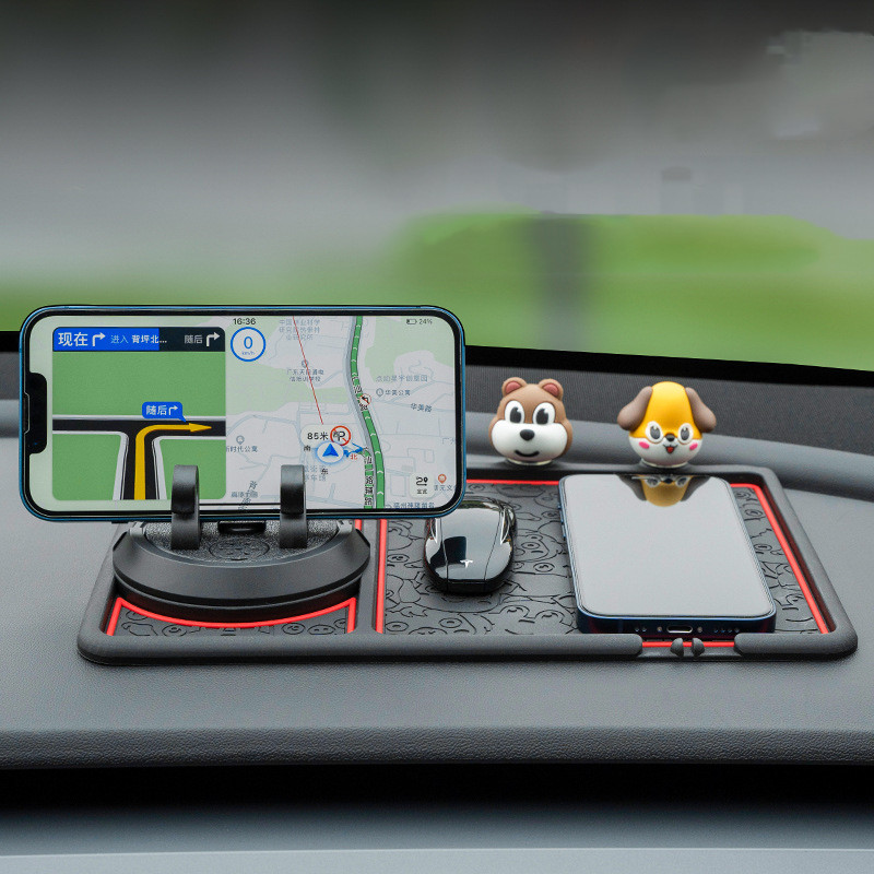 Mobile phone holder car dashboard (4 in 1), anti-slip mat car mobile phone  with 360 degrees rotatable holder for mobile phone in the car,  multifunction anti-slip mat car dashboard (red) 
