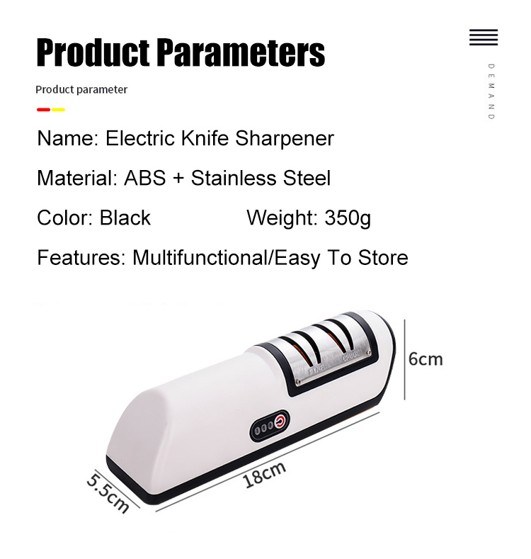 USB Electric Knife Sharpener Adjustable For Kitchen Knives Tool Knife  Scissor Sharpening White medium and fine