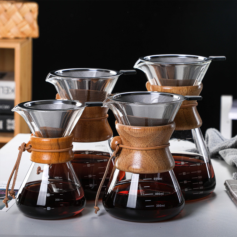 Custom 400ml 600ml 800ml Borosilicate Glass Pour Over Coffee Maker