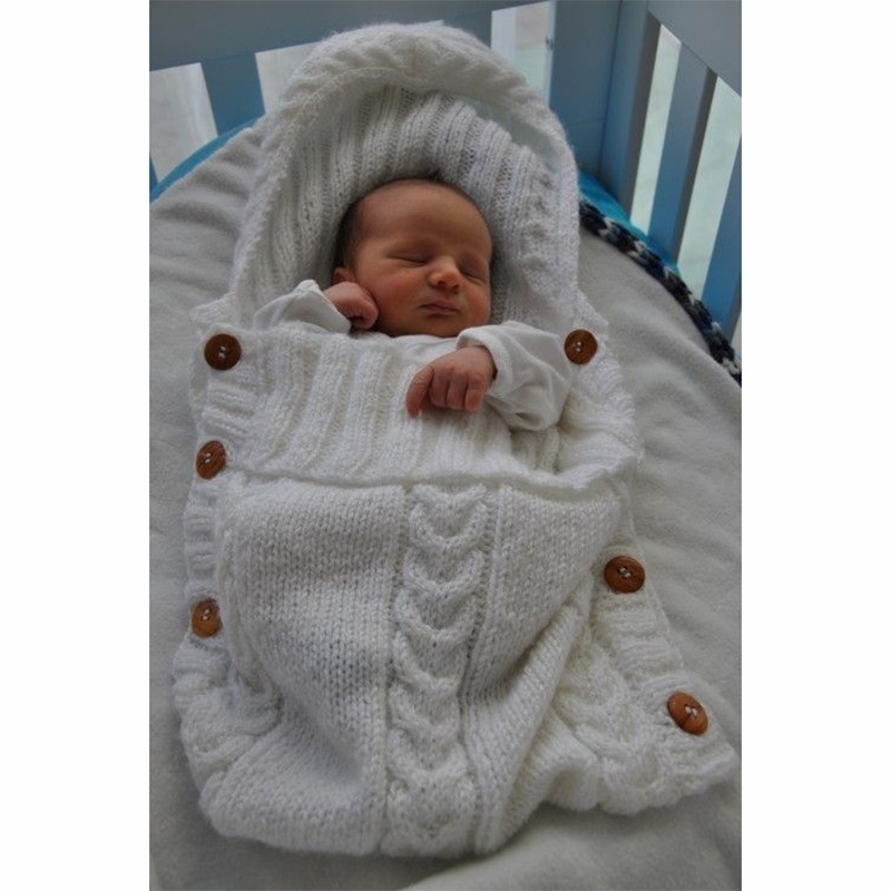 Infant Baby Tassel Cap Hooded Sleeping Bag with Wooden Buttons - MAMTASTIC