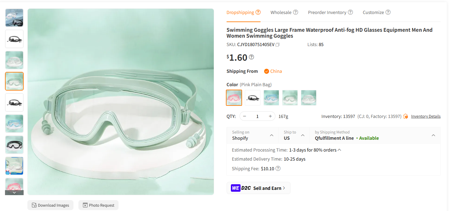 Wide Swimming Goggle with Earplug