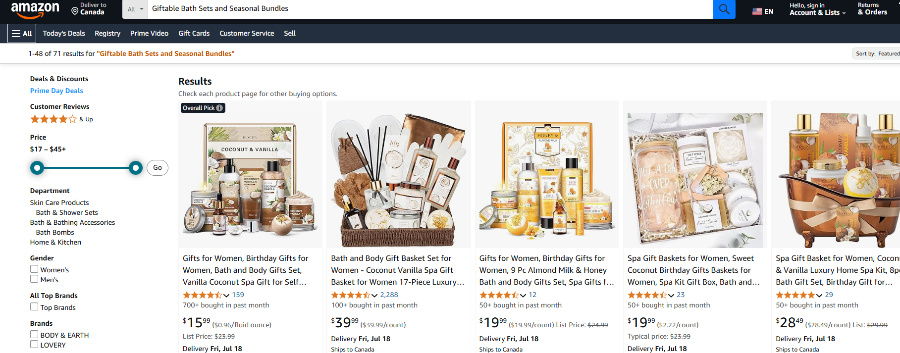 Giftable Bath Sets and Seasonal Bundles