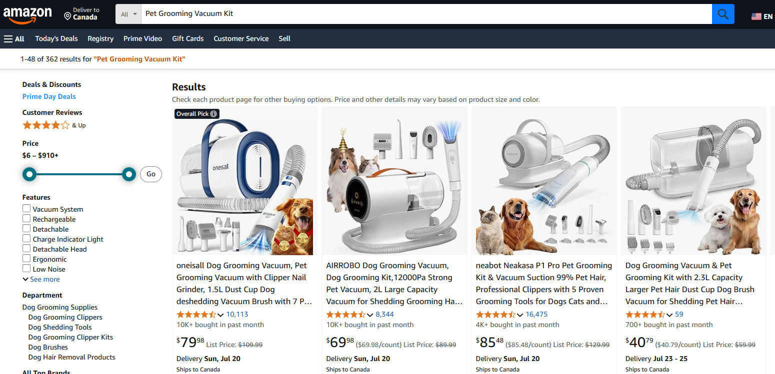 Pet Grooming Vacuum Kit