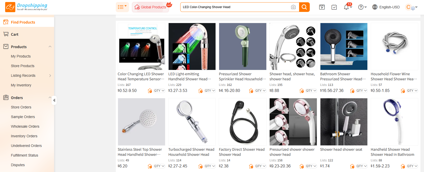 LED Color-Changing Shower Head