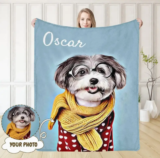 Custom Pet Portrait Blankets