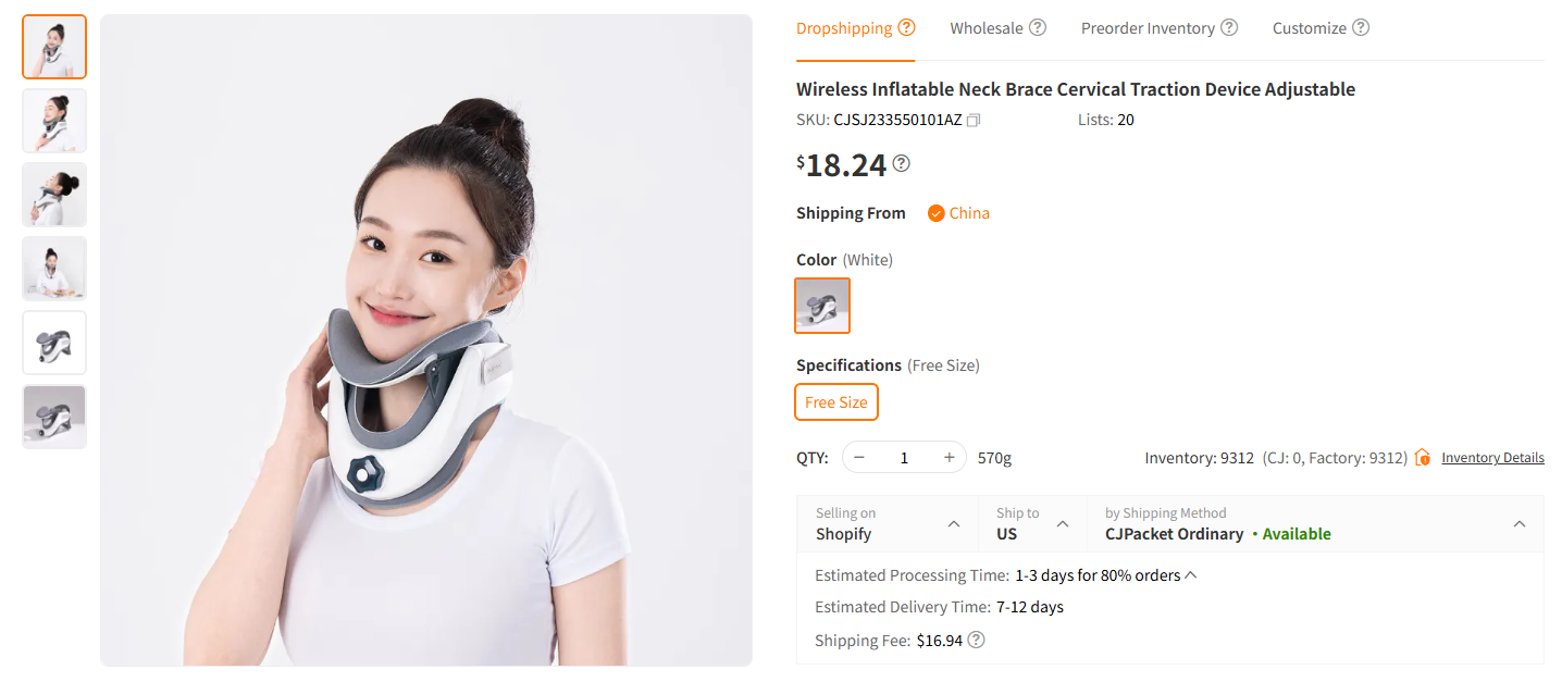 Inflatable Neck Traction Brace