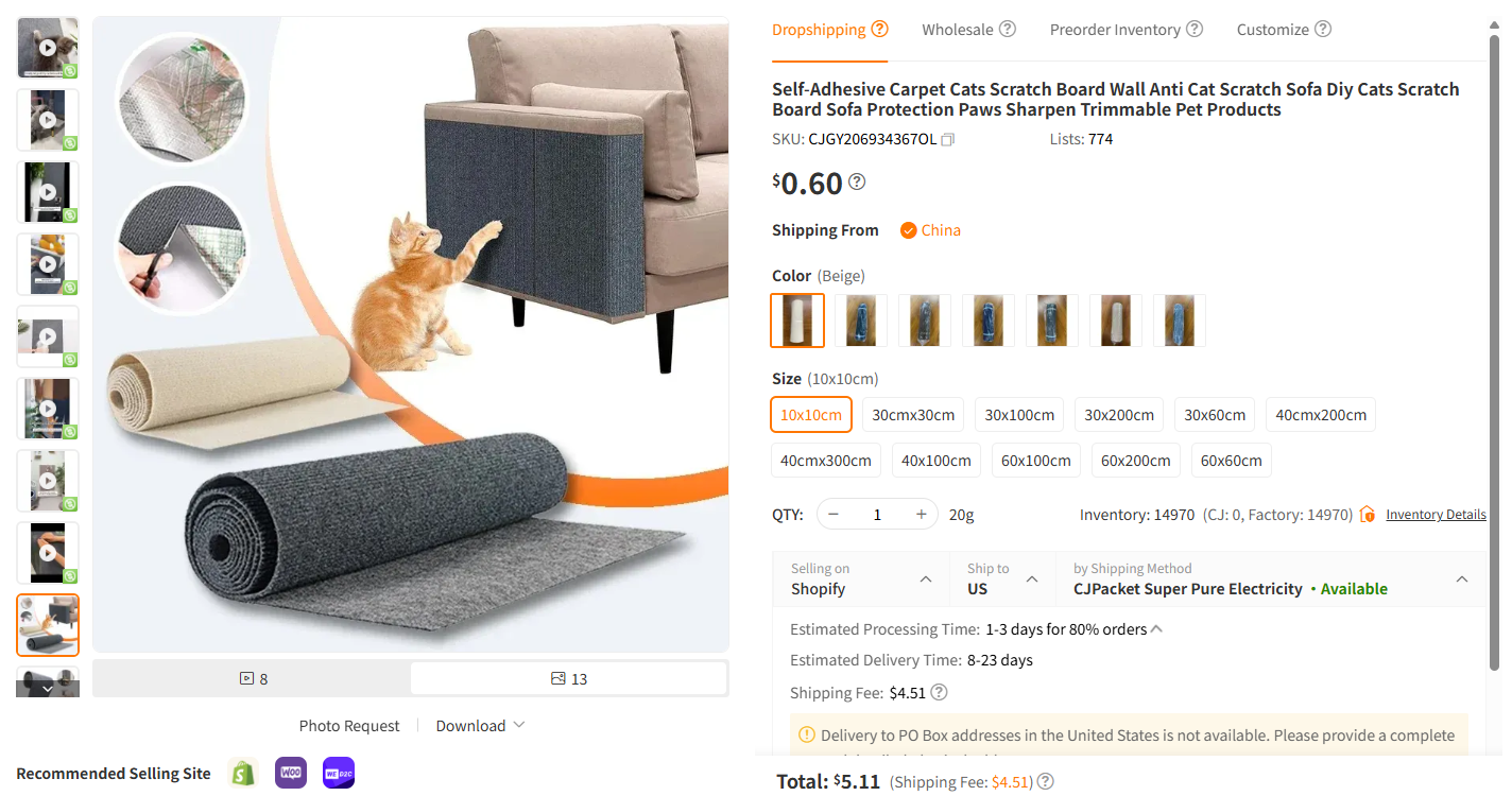 Trimmable Cat Scratching Mat