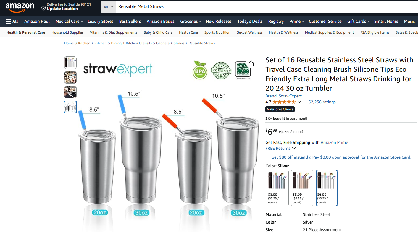 Reusable Metal Straws