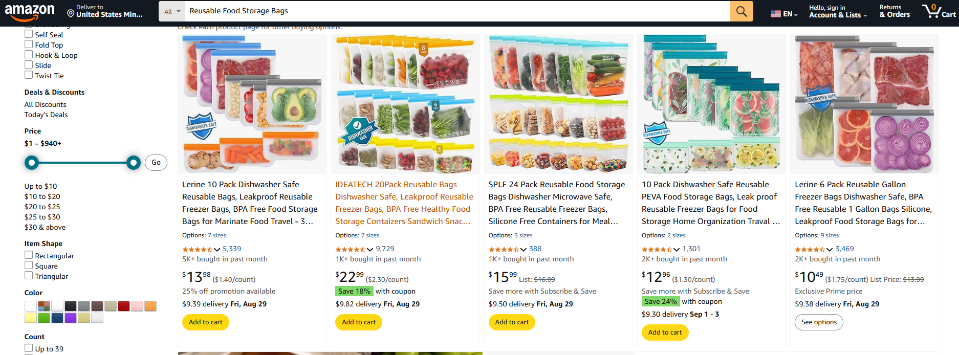 Reusable Food Storage Bags