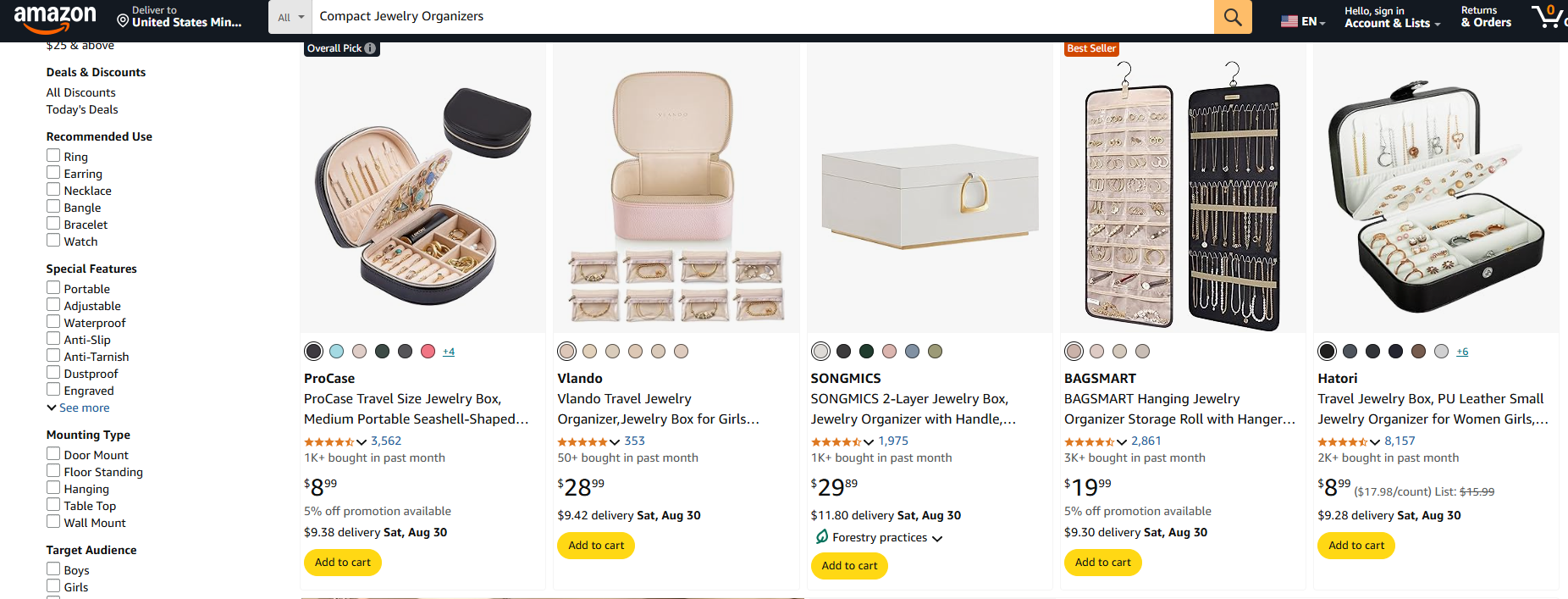 Compact Jewelry Organizers