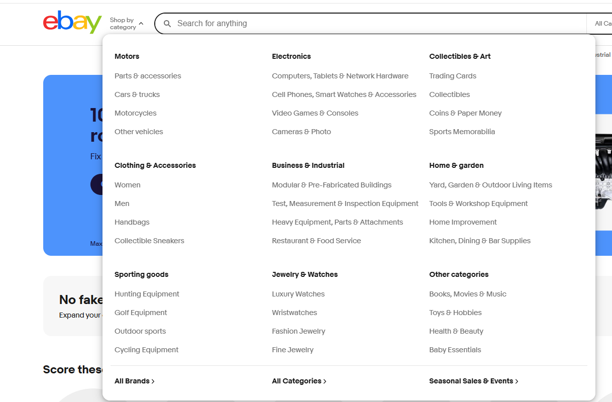 Popular Categories on eBay