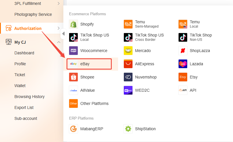 CJdropshipping eBay Tool