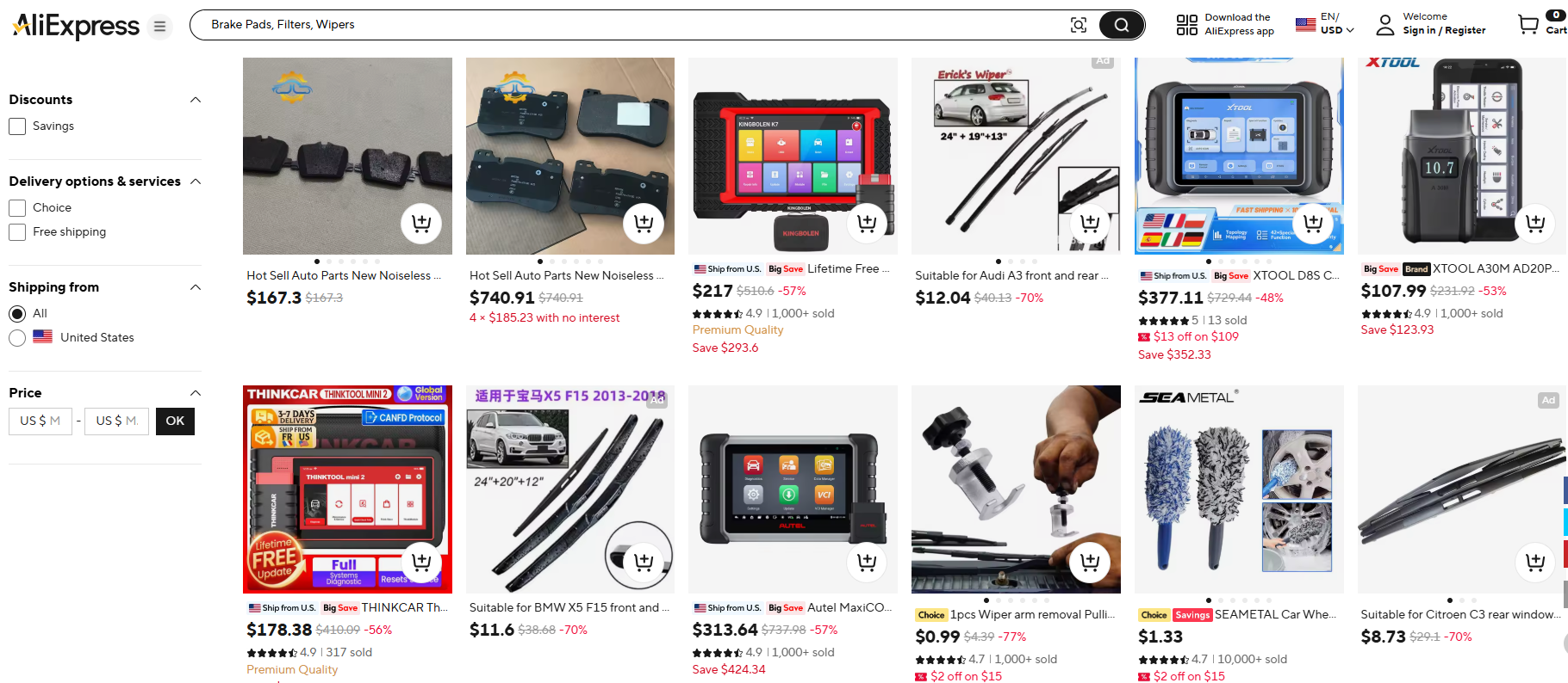 Brake Pads, Filters, Wipers