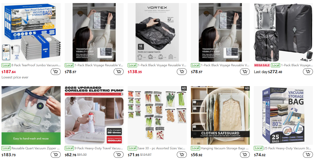 Reusable Vacuum Storage Bags