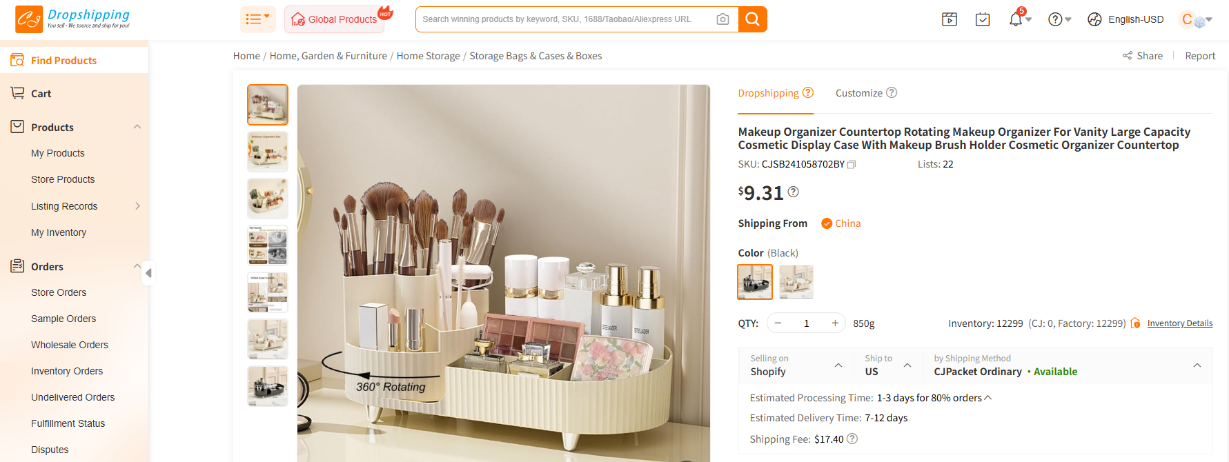 Acrylic Cosmetic Organizer