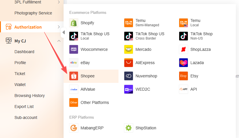 Integration with Shopee