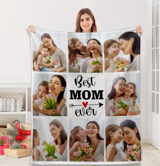 Custom photo blanket Mother’s Day gift for mom