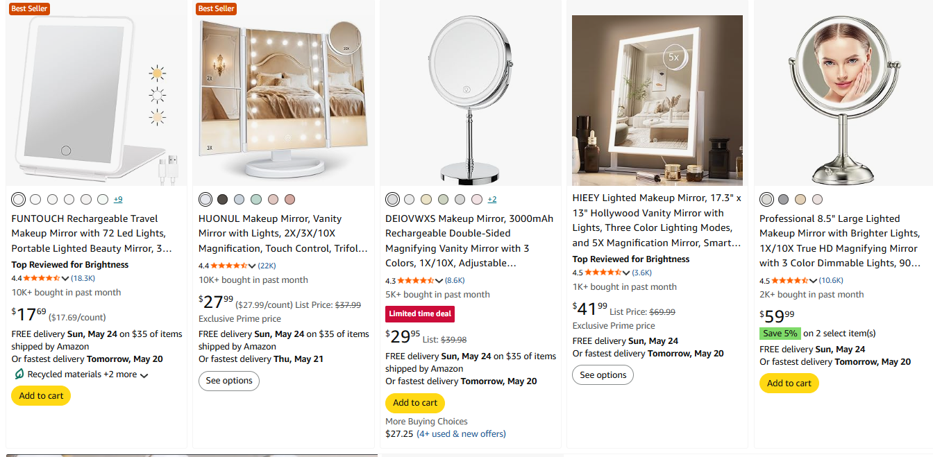 LED Makeup Mirrors