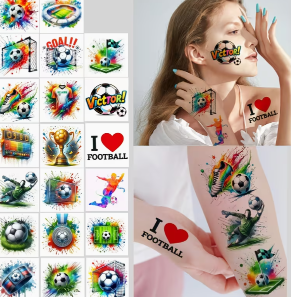 Soccer Fan Face Stickers and Temporary Tattoos