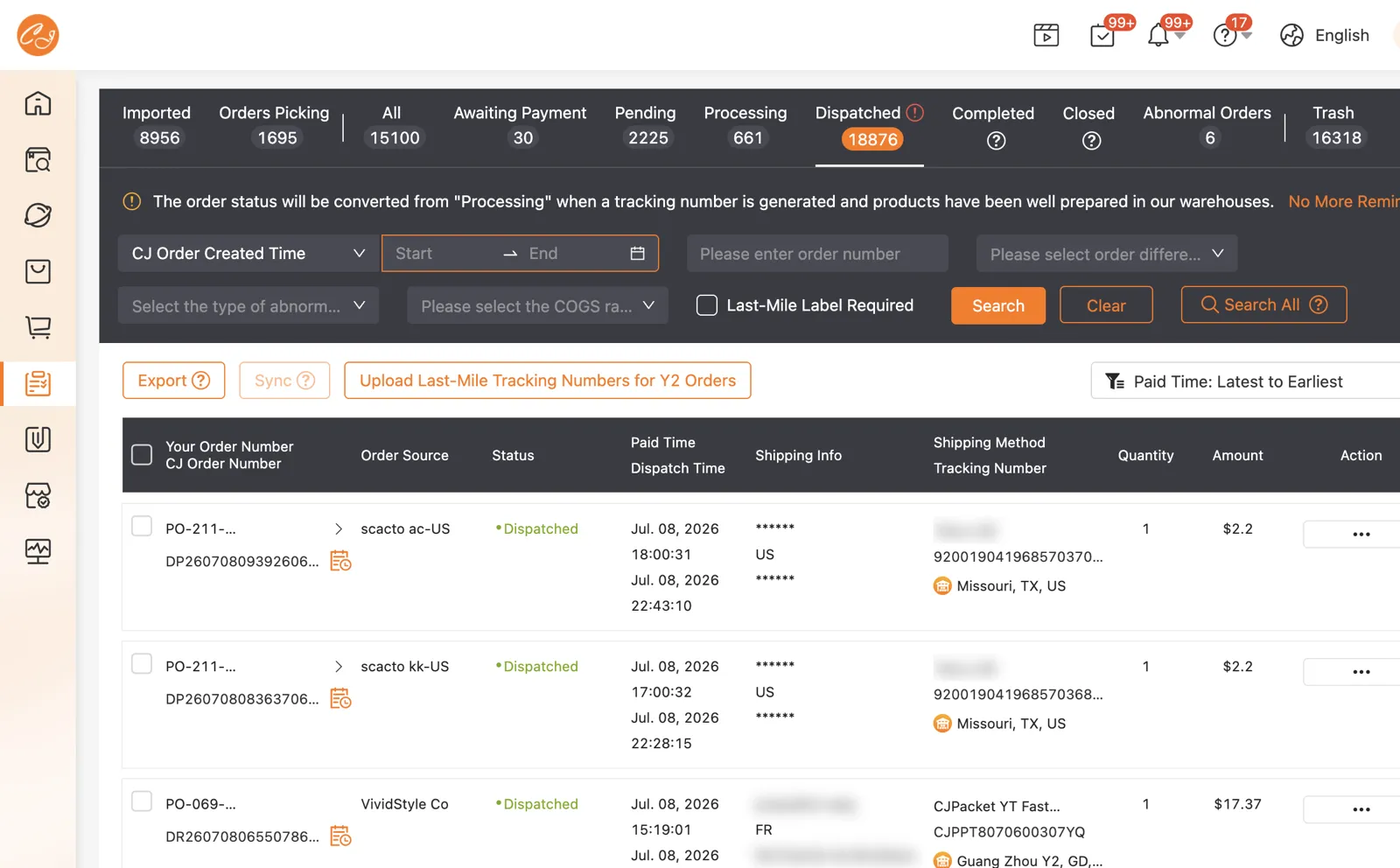Manual upload filter page