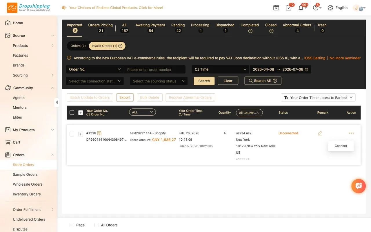Invalid Orders list