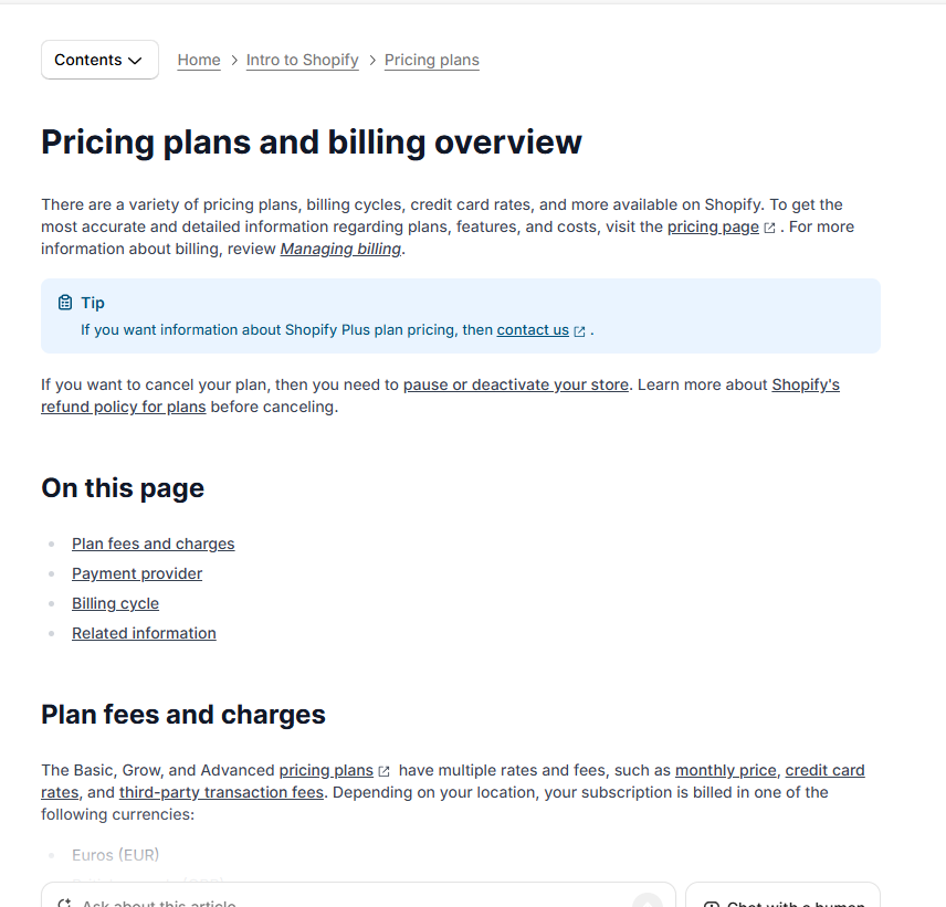 Shopify pricing and billing overview