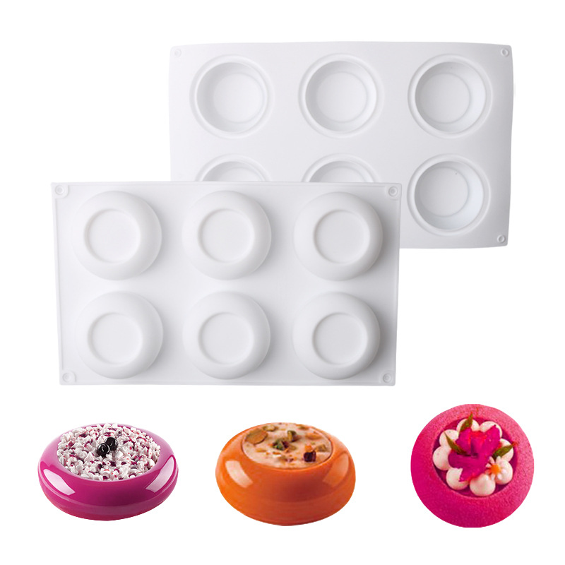 6piece Round Concave Mousse Cake Silicone Mold CJdropshipping