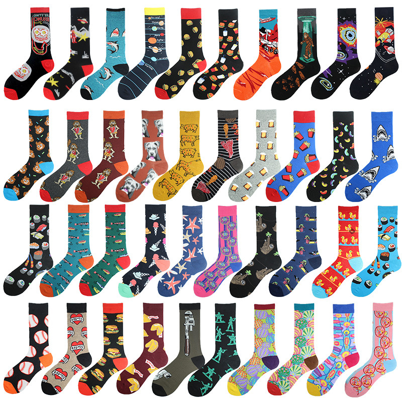 Men S Mid Calf Cotton Socks Jacquard Couple Sex Socks Cjdropshipping