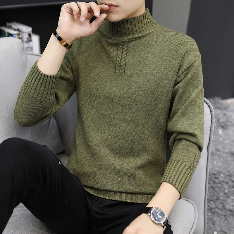 Men's Pure Color Half Collar Sweater - CJdropshipping