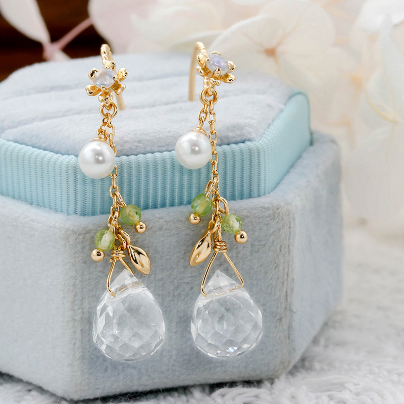 Women's White Crystal Drop Earrings CJdropshipping
