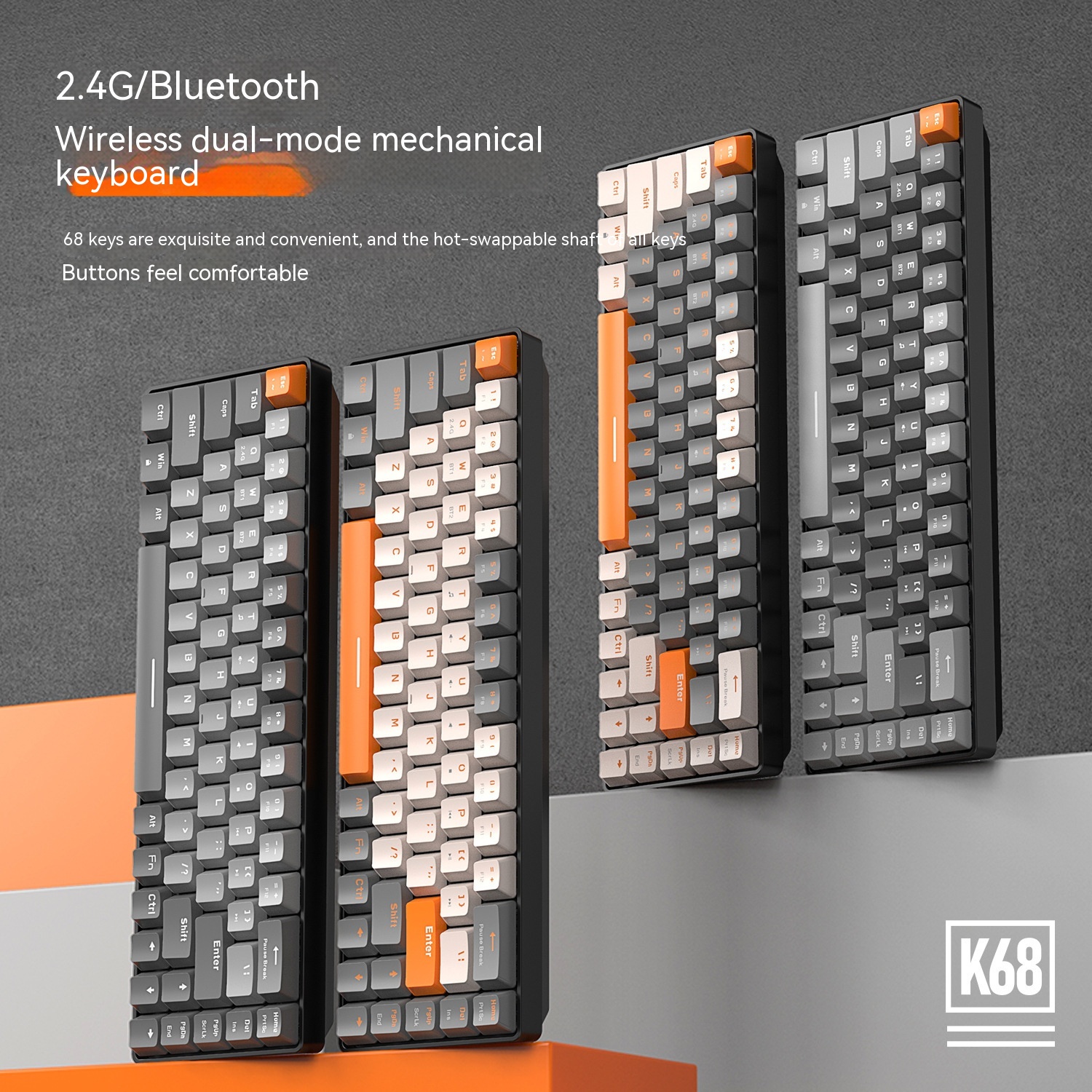 Free Wolf K68 Bluetooth Wireless 24 Dual-mode Mechanical Keyboard ...