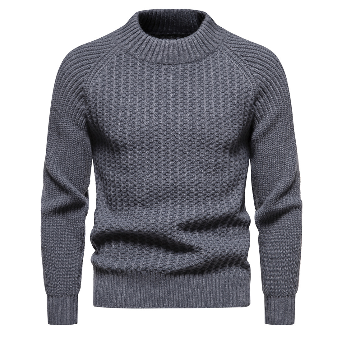 Men's Casual Loose Solid Color Round Neck Sweater - CJdropshipping