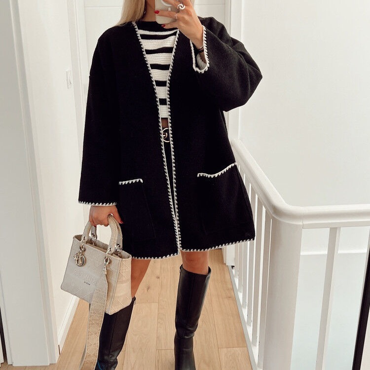 Fashion Color Contrast Woolen Coat New Autumn And Winter CJdropshipping